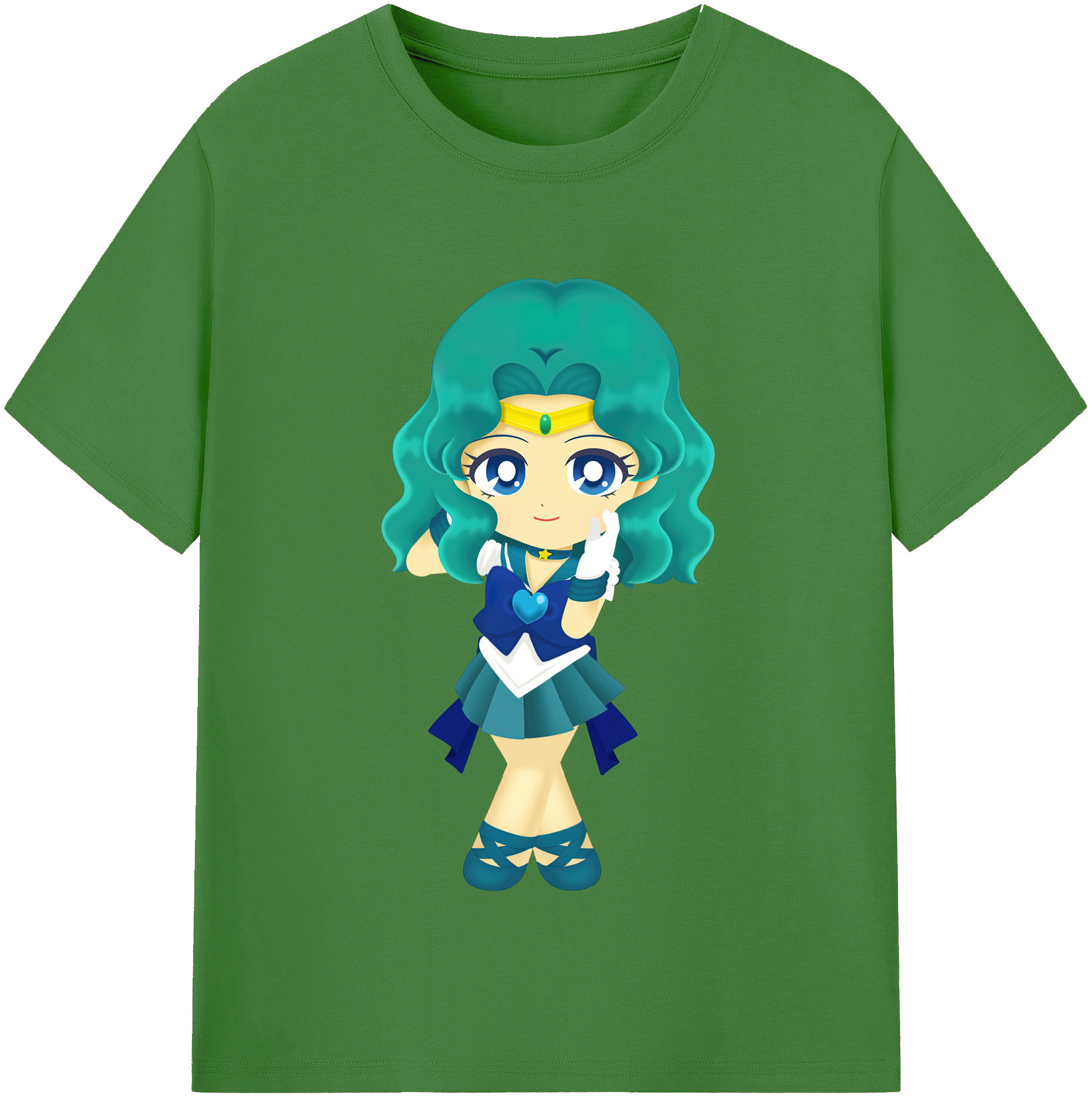 （画像用） 美少女戦士セーラームーン 海王 みちる（かいおう みちる） Sailor Moon Kaiou Michiru レディースカジュアルプリントTシャツ（綿100％）